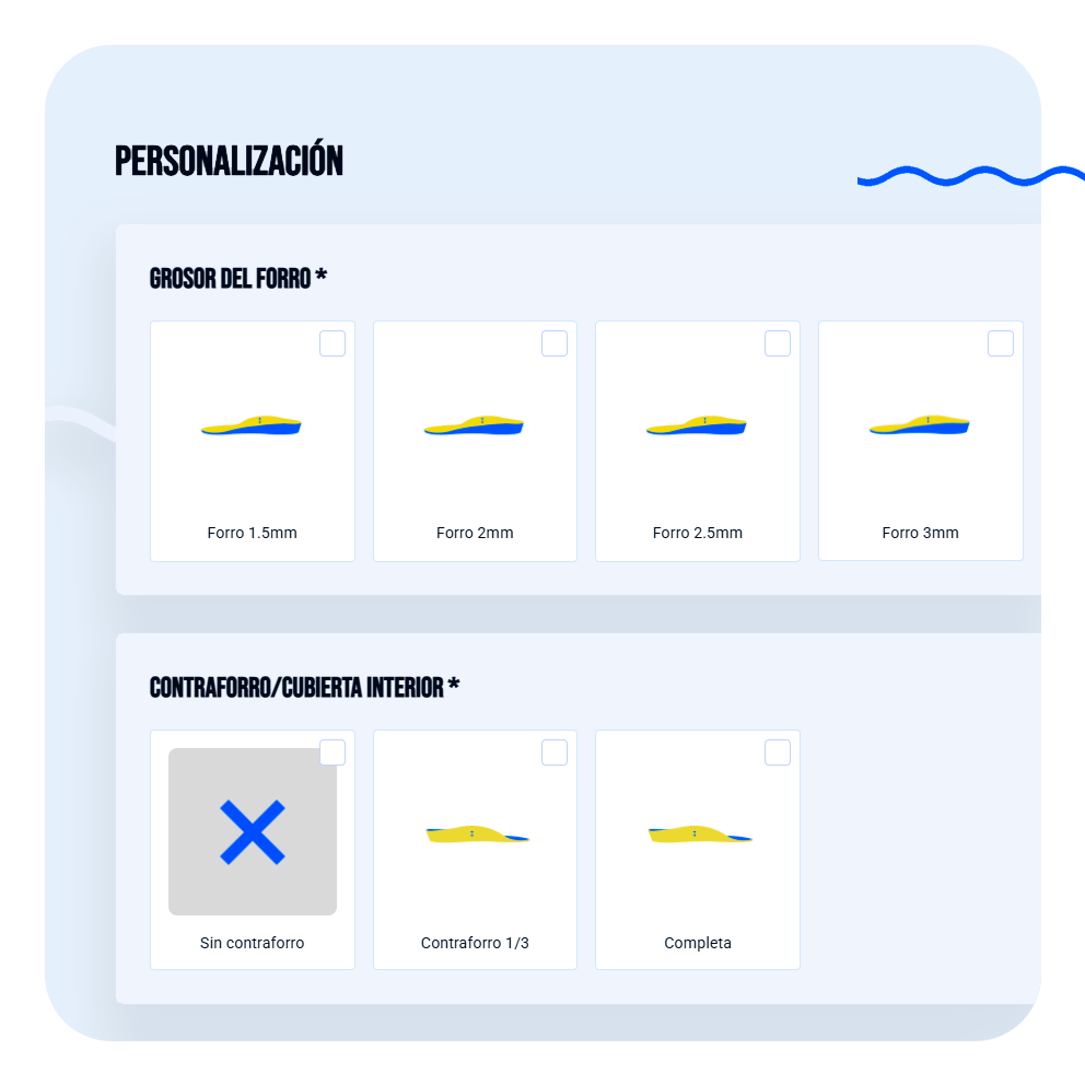 Preview de la personalización de productos ortopédicos en Footpy